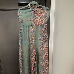 High neck tie jumpsuit